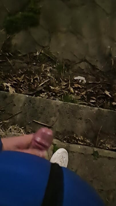 Thick and big Bulgarian cock gets hard in public on the street and squirts cum