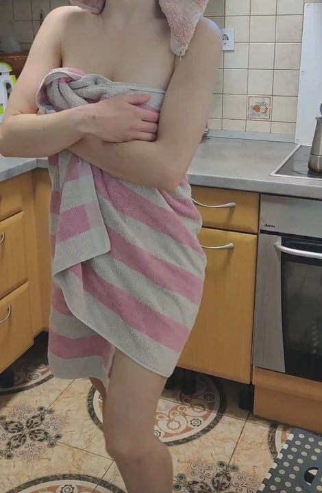 Shy wife after shower