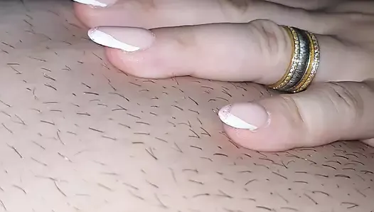 Step mom naked in bed get touched by step mom wuth her sexy long nails