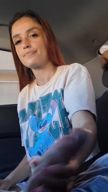 Jaw-dropping moment from "Risky handjob on the street for redhead on the street!"
