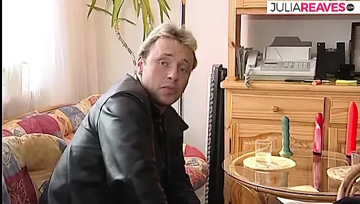 Sexy tomboy gags on a huge cock after getting finger fucked