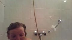 sexy one arm lady shower with bad legs