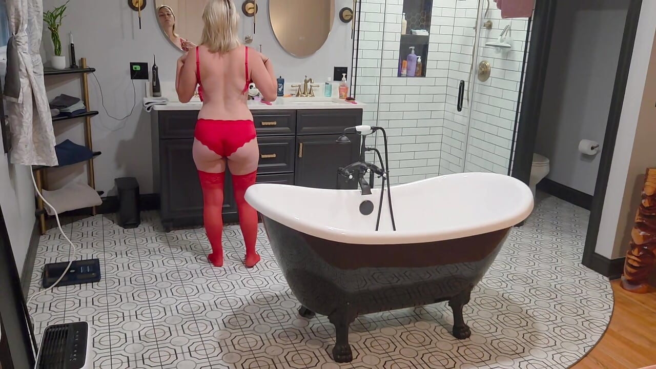 Stepson gets caught watching his stepmother shower