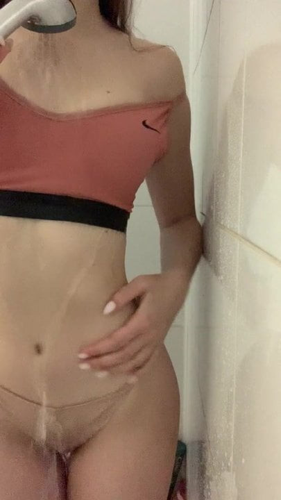 having fun in the shower alone. LittleJuicyGirl