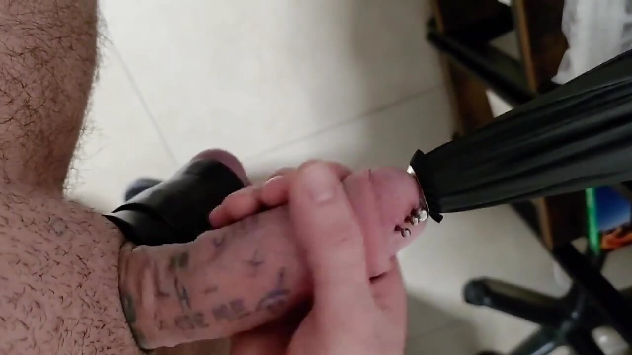 Pierced Cock Sounding and Ball Stretching