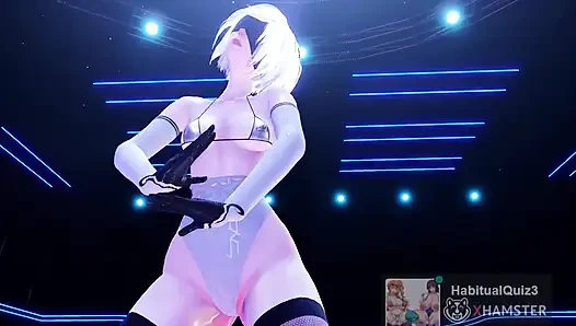 MMD R18 Тряси этим 2B жопой, секс-танец Ahegao NTR трах с жестким трахом дилдо 3D, хентай, сексуальная сучка