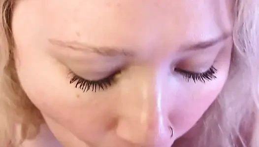 POV Piggy Rose Sucks Fat Bear Cock on Livestream
