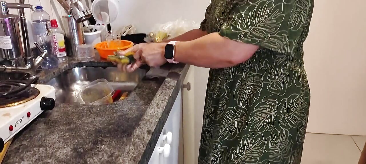 87-year-old Grandma in Her Kitchen and Her Perverted Grandson Looking Under Her Dress