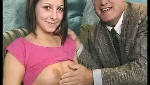 18-year-old girl fucks 60-year-old older man in German amateur sex video