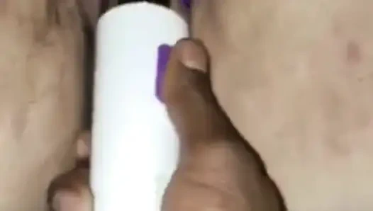 Tied Polish SSBBW stimulating her pussy with powerful wand