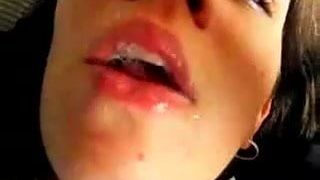 boyfriend spit in her girlfriend mouth