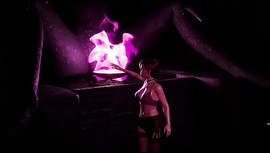 Schöne junge frau in einem mystischen kerker gefickt