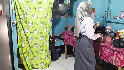 Fucking my sister-in-law in the kitchen before going to school