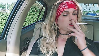 Kylie Babes Smoking Fetish Car Play