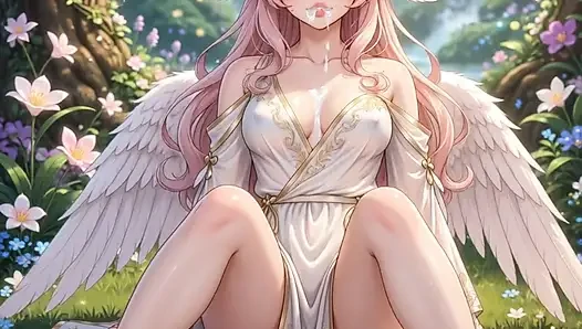 Hentai angel with big boobs masturbates