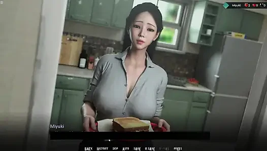 Japanese Stepmom Showing Big Boobs Cleavage While She Cooking In Kitchen