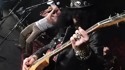 Hot Blonde in Stockings and Black Boots Gets Fucked in the Ass by Rockers