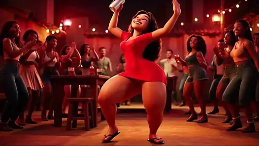 Favelada si cewek langsing dengan pantat bahenol lagi asik jongkok sambil jongkok di gang gelap