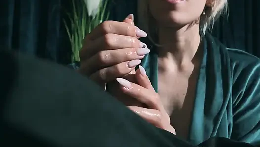 Relaxing Cock Massage After Long Day at Work for My Husband