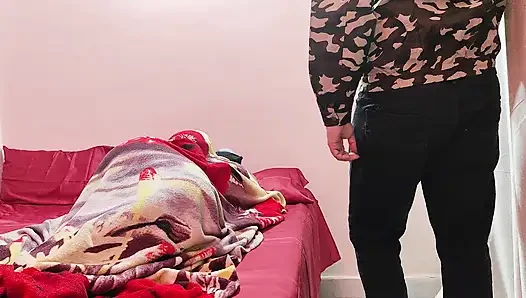 desi bhabhi big boobs fucked by surprise in doggystyle, boobs pressed with blowjob