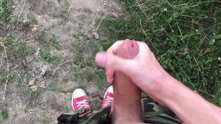 Jerking off POV on the outdoor HOT BIG COCK