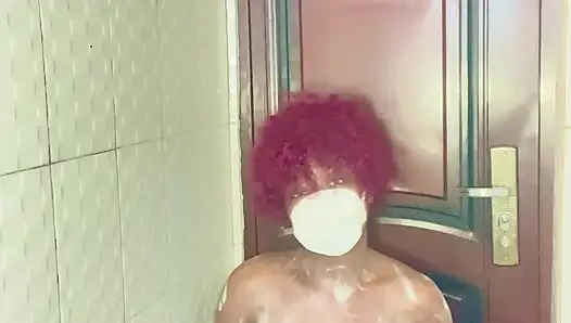 Pregnant woman having her bath