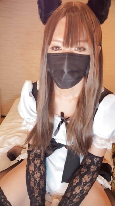 Masked cross-dresser vibrator masturbation video