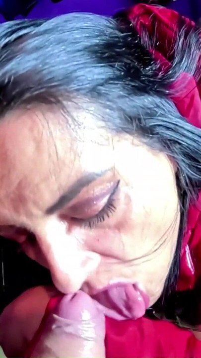 Glossy Red Downjacket MILF Fucked in POV. Smoking, Doggy and Double Cum on Puffer | Clip 1