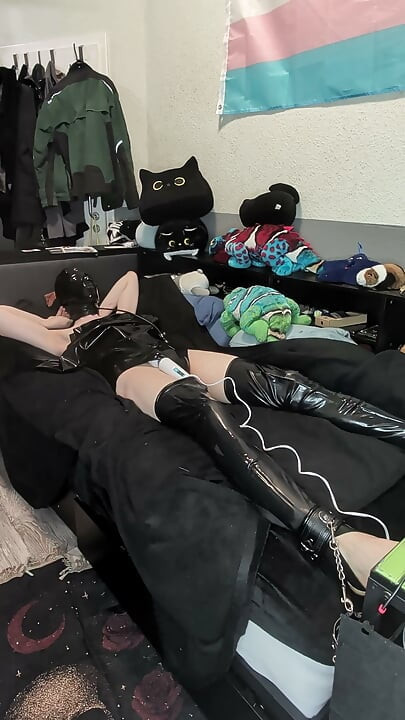 latex bondage with vibrator