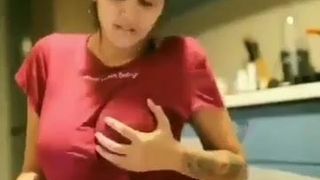 Aroused desi girl touching and squeezing boobs