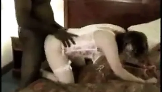 White wife in corset gets worked over by black bull