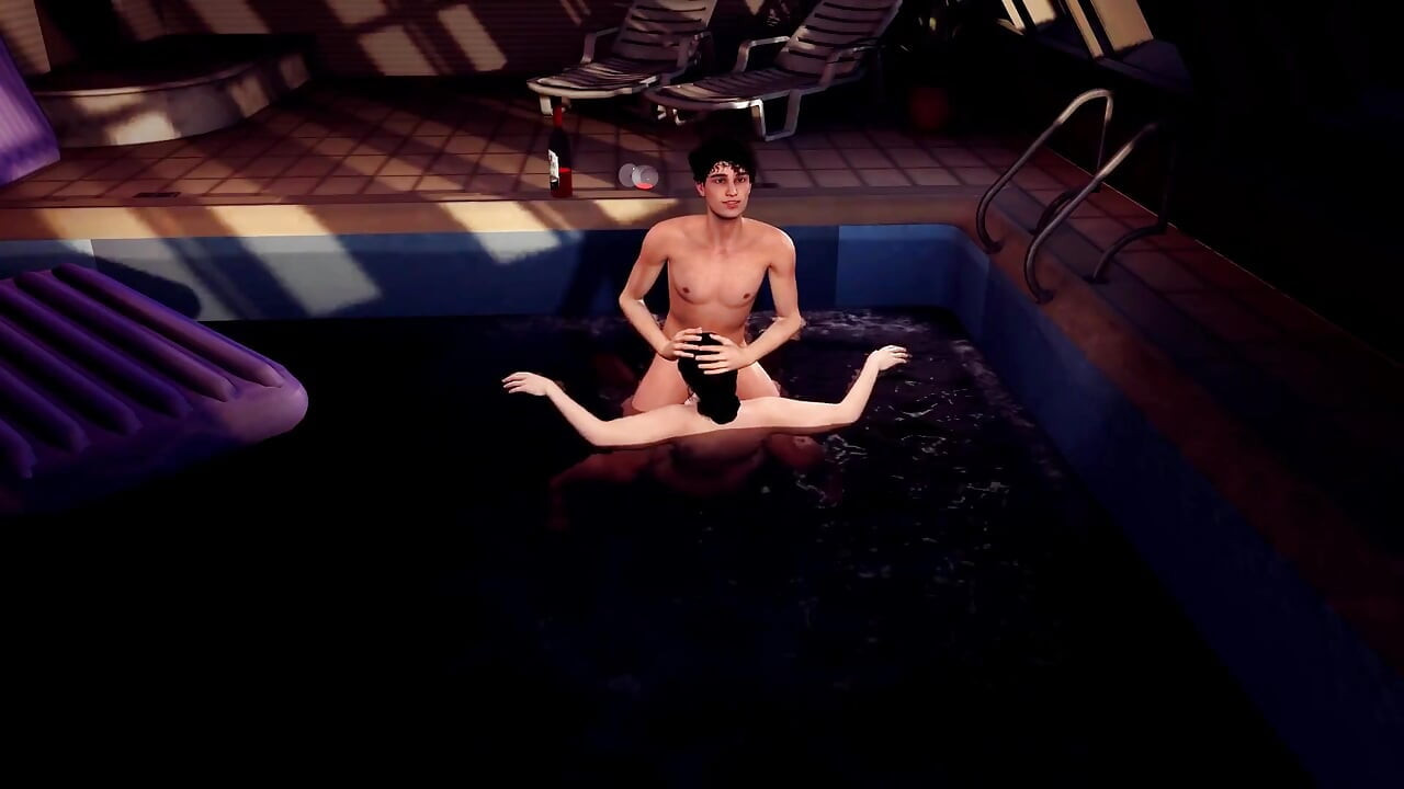 Stepson Using Esmeralda's Throat in an Draining Pool