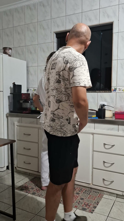 Banging the maid from behind in the kitchen. | Clip 1