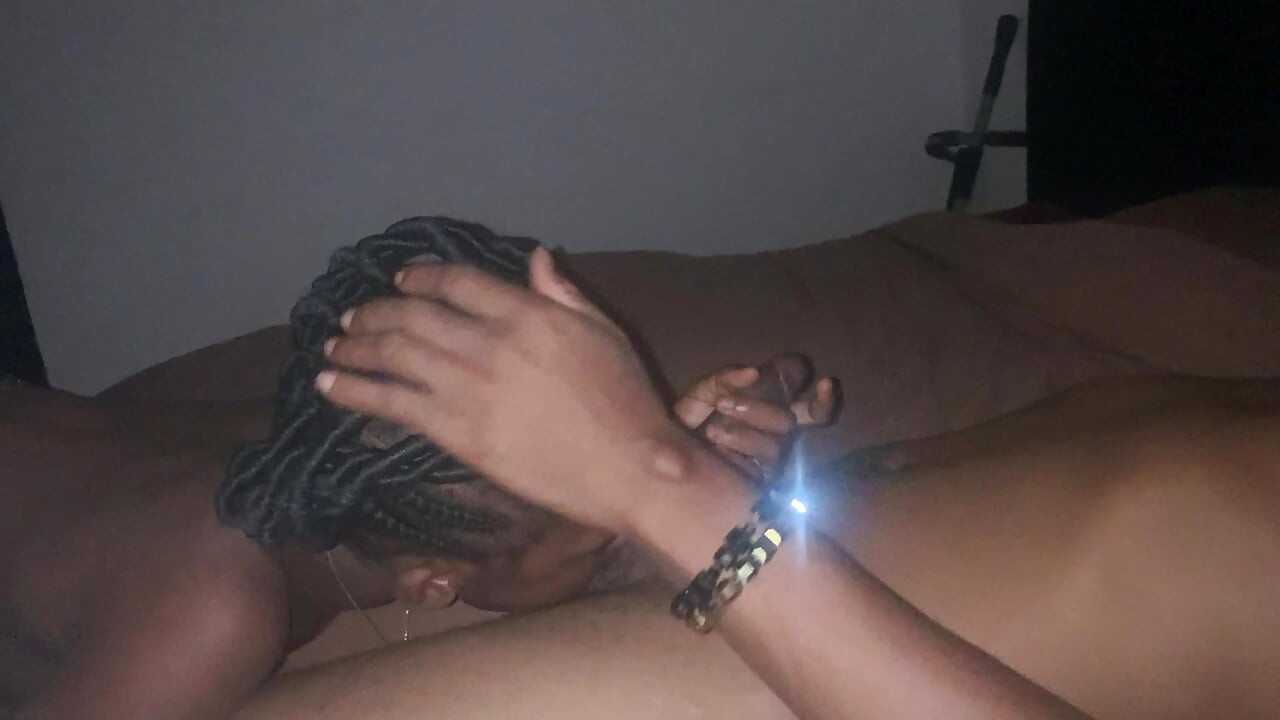 SmotheringAfrican Ebony Teen With My balls As she sucks them My Dick slapped her face then she gives me sloppy blowjob  POV