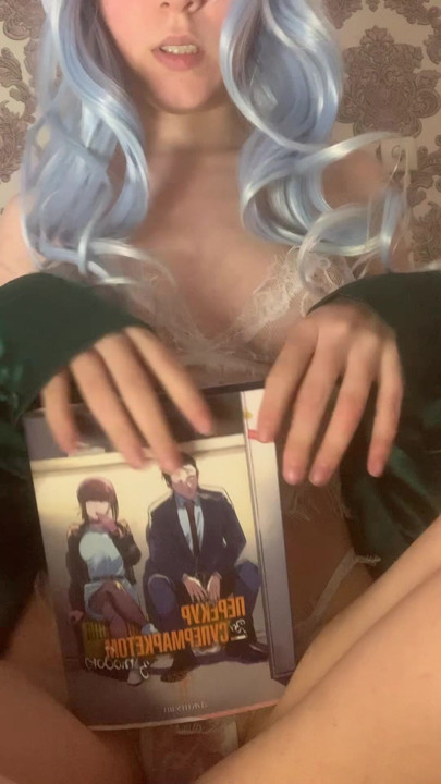 #bluehair #nerd #noface #layingonstomach #feetswinging #reading #pov #softcore #satin