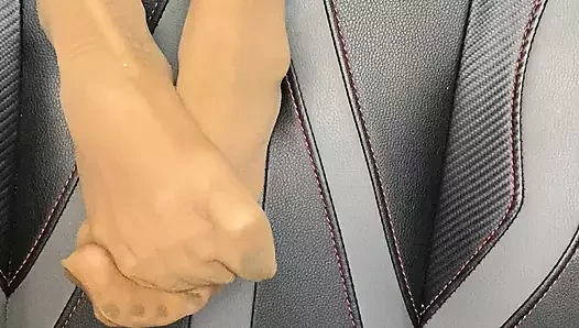 Sexy Tiny Feet in stocking with  long toes