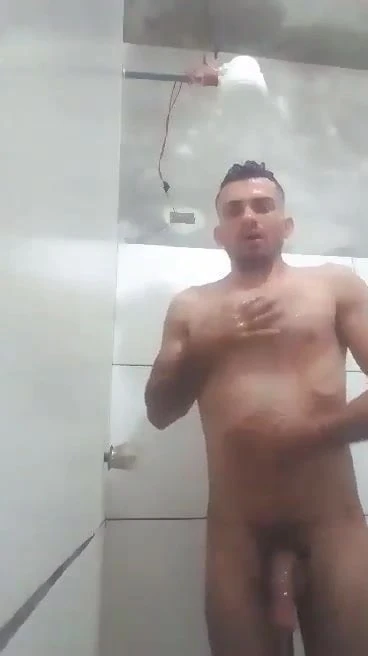 Handjob Venezuelan shower shows his cock