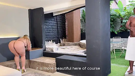 Big black lucky cock gets fucked her neighbor Milf's wet pussy in an outdoor interracial!