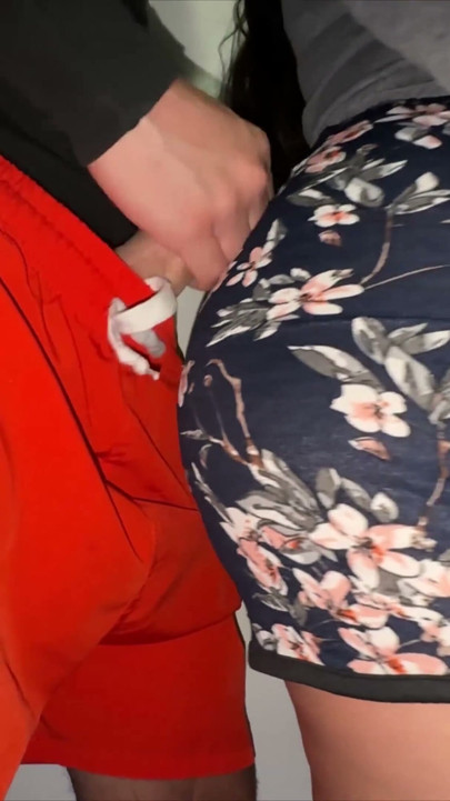 A Big-assed Woman Touches the Cock of a Man She Doesn't Know.
