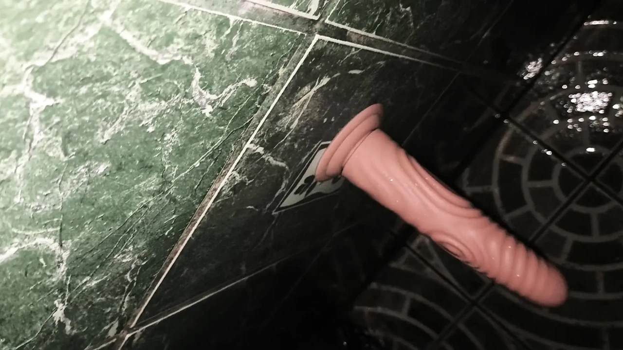 In the bathroom with a dildo and a cock