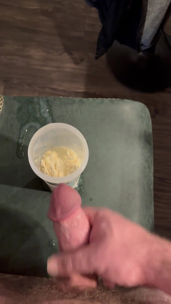 Stunning moment from "Big Dicked White Bodybuilder Cums Into His Own Protein Shake"