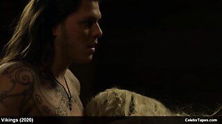 Alicia Agneson и топлесс и сексуальные сцены от викингов