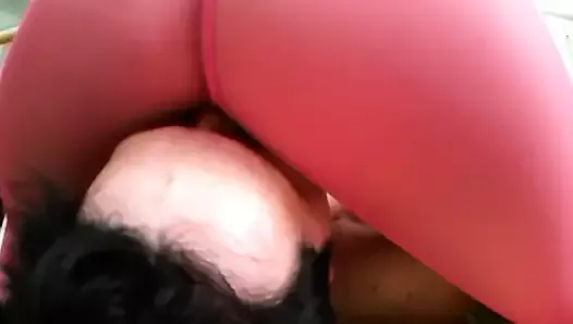 full weight pink pantyhose facesitting on bobby