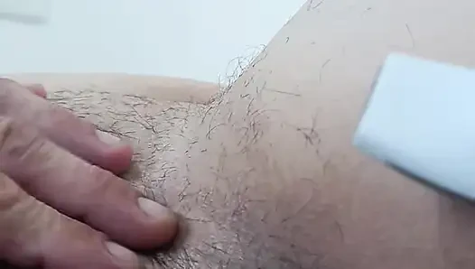 Shaving my wife's hairy cunt