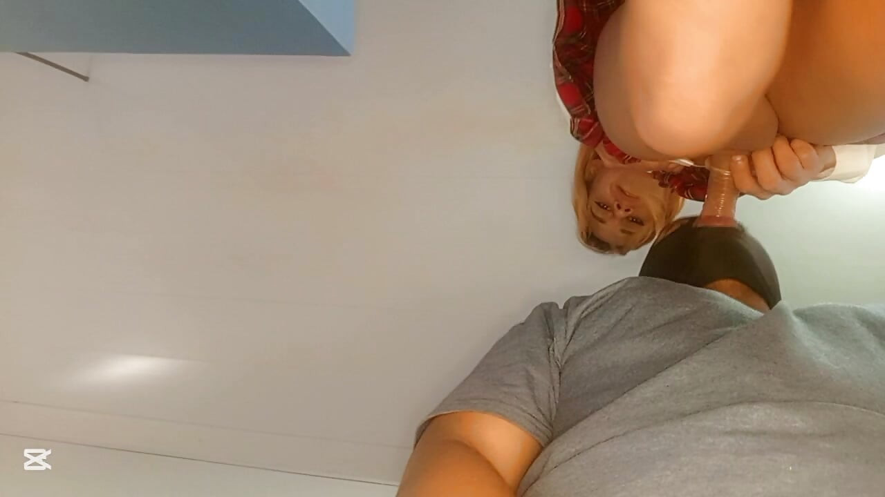 Teacher can't resist seeing the hard cock of his skinny trans student