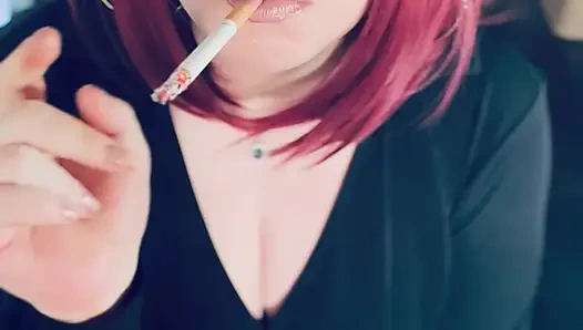 This gorgeous Secretary, Tina Snua,  Smokes A Cigarette For You With Lots Of Tricks