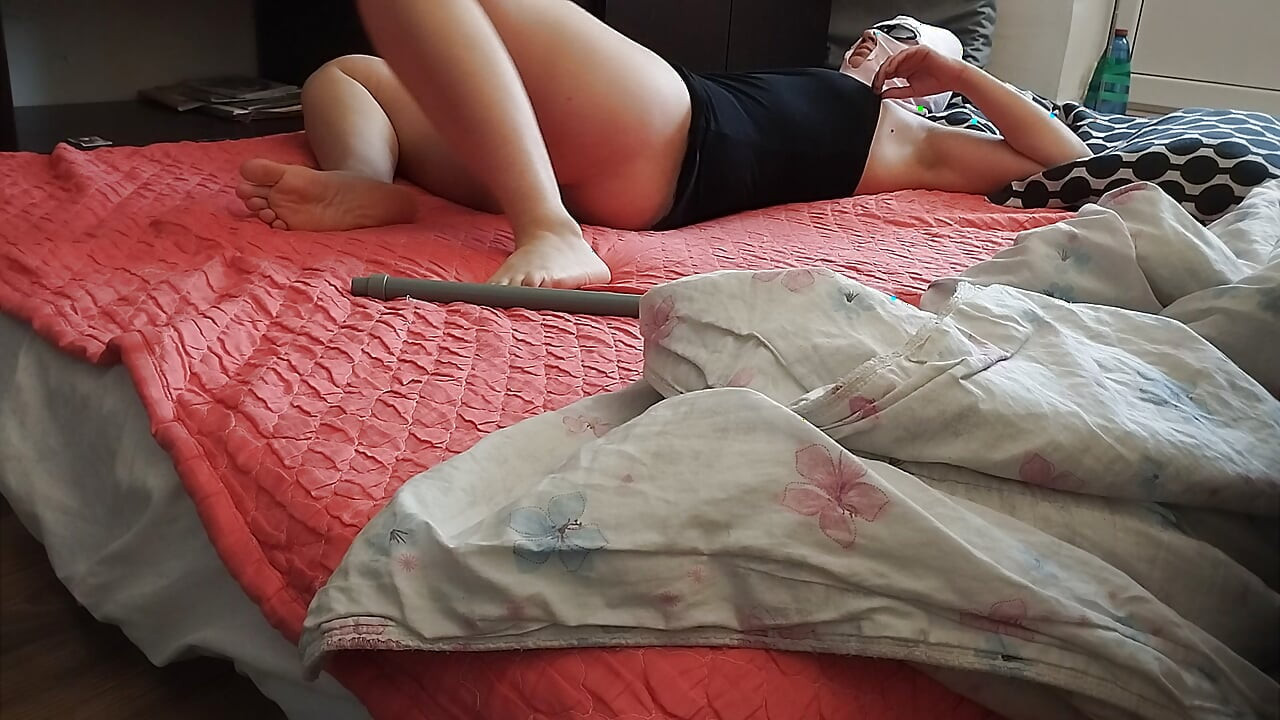 Foreplay in the bedroom with an amateur couple.