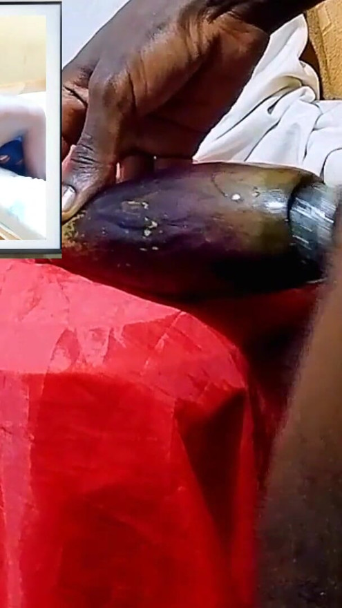 Fucking egg plant and feeling as real pussy while watching porn movie , all what I needed was sexual pleasure till i get CUM | Clip 1