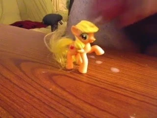 Small cock cumming on Applejack mlp doll