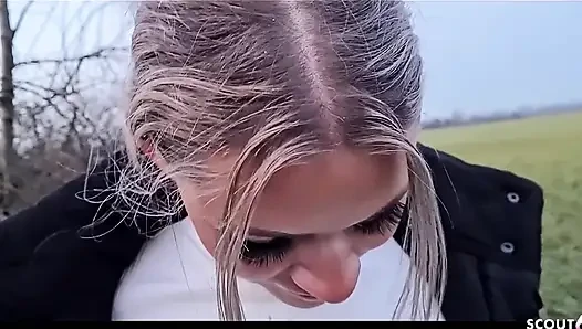 Deutsche blonde PAWG teen lisa bekommt beim ersten date riskanten outdoor-fick